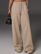 SMFK Cotton Wool Flared Sweatpants in Beige - On Female Model