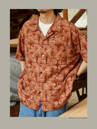 USAGE Floral Japanese Cotton Aloha Shirt in Pink - On Male Model