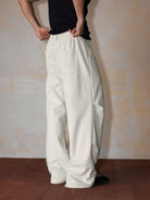 MEDM Wide Leg Parachute Cargo Pants in White - On Model