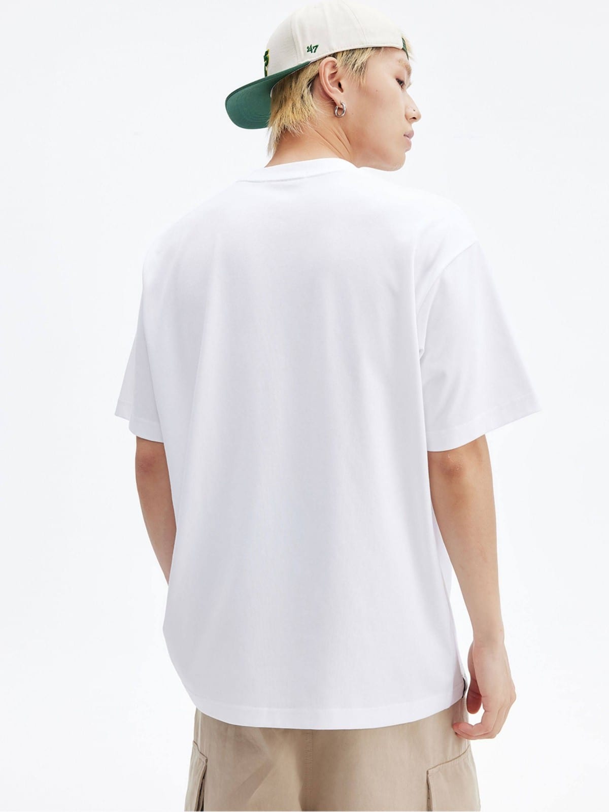 MEDM Cooling Cotton Blend T Shirt in White - On Male Model
