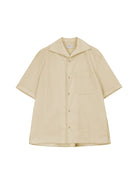 SIMPLE PROJECT Striped One Piece Collar Shirt in Beige