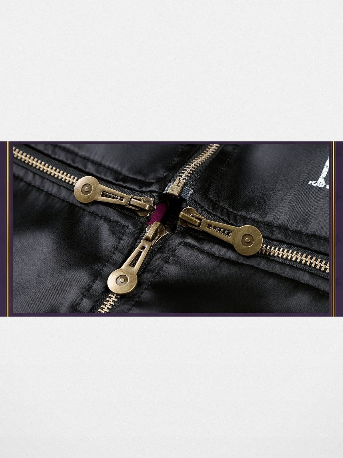 MEDM JoJo Collab Graphic Puffer Bomber in Black - Detail