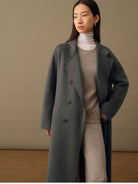 TEASEL Merino Wool Crewneck Sweatshirt in Gray - On Female Model