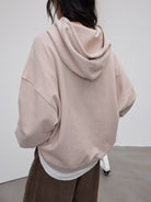 Random Piece Cotton Blend Drop Shoulder Hoodie in Pink - On Model