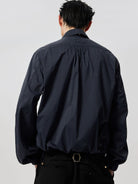 SIMPLE PROJECT Sheer Nylon UV Protection Shirt in Navy Blue - On Model