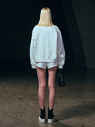 SMFK Cotton Zip Up Track Jacket in White - On Female Model