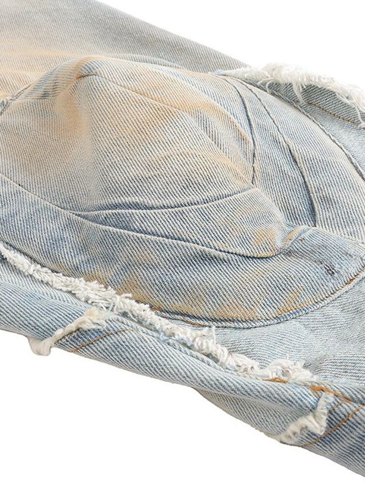 D5ove Mud Dyed Distressed Fringed Denim Jacket in Gray - Detail