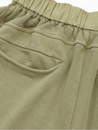 D5ove Raw Edge Structured Cotton Shorts in Olive - Detail