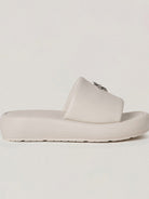 SMFK Cowhide Leather Cross Hardware Slides in Cream