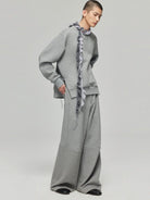 SIMPLE PROJECT Spacer Fabric Slit Hem Sweatshirt in Gray - On Male Model