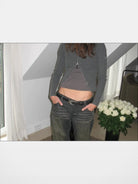 FaxCopyExpress Irregular Buckle Belt in Black - On Female Model