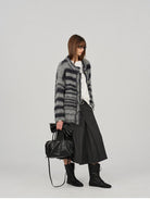 ACSENSE STUDIO Pleated Wool Blend Culottes in Gray - On Female Model