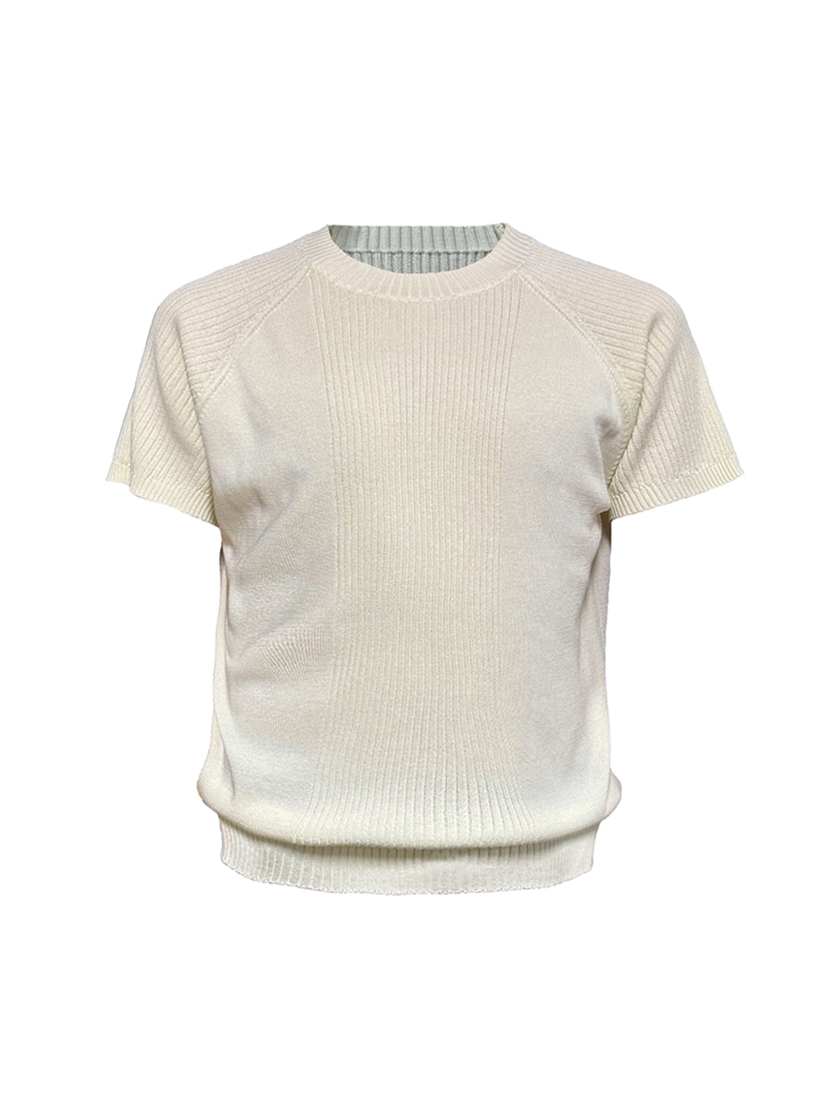 JCAESAR STUDIO Ribbed Ice Silk Raglan T Shirt in Cream