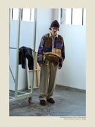 USAGE Cotton Plaid Patchwork Shirt in Patchwork - On Male Model