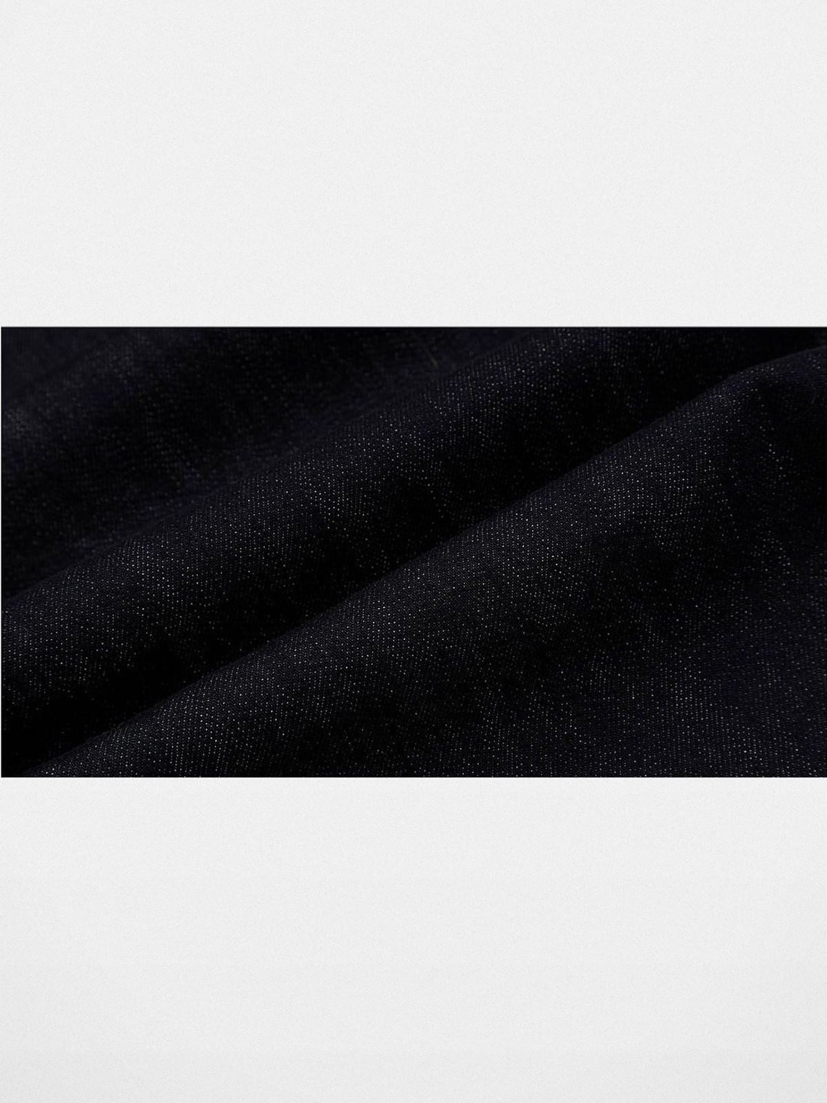 MEDM Contrast Stitch Denim Cargo Jeans in Navy Blue - Detail