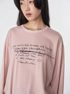 Random Piece Script Letter Print Cotton T Shirt in Pink - On Female Model
