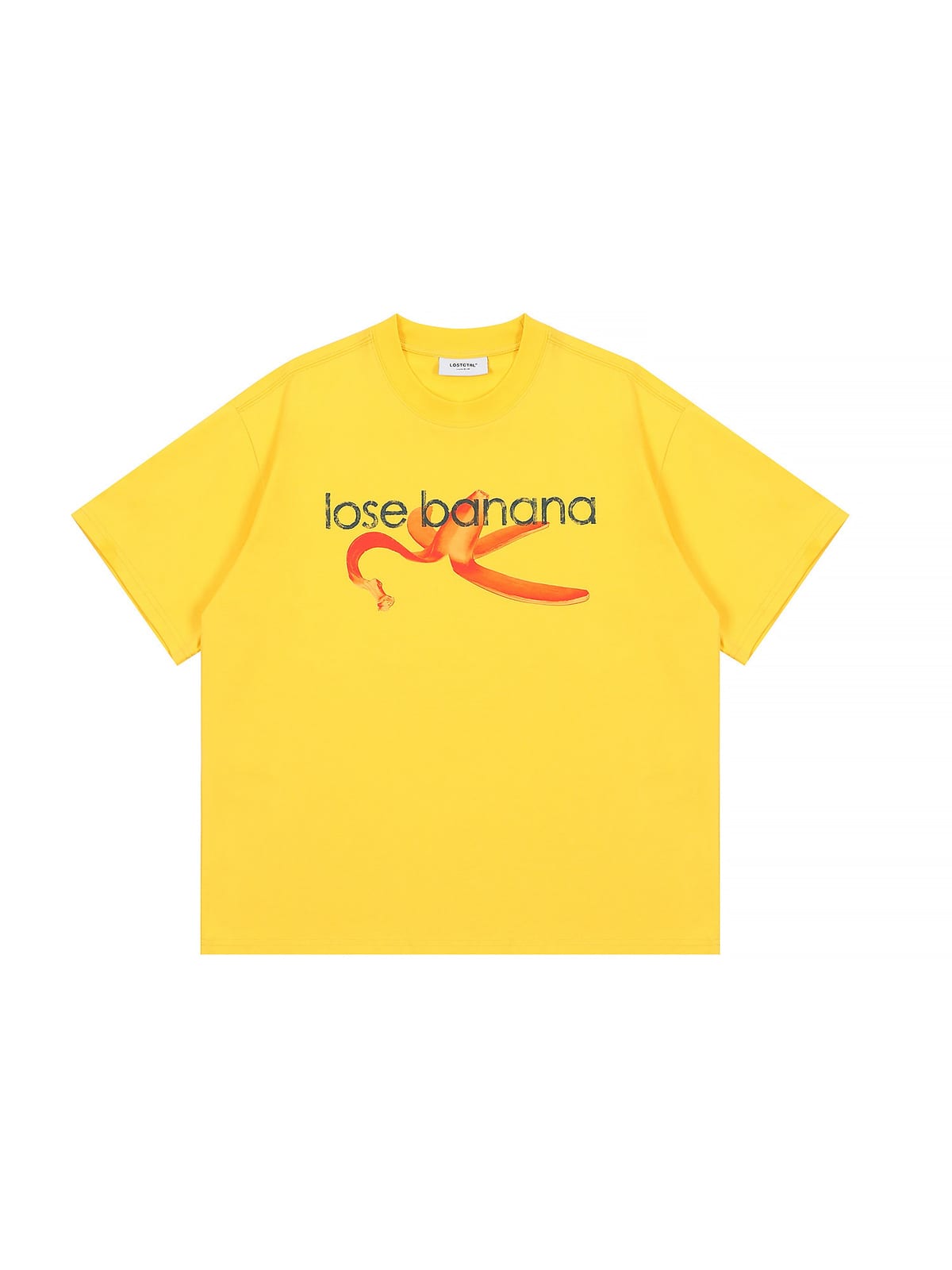 LOSTCTRL Distressed Banana Print Sorona T Shirt in Yellow