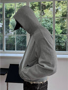 JCAESAR STUDIO Arch Panel Zip Up Hoodie in Dark Gray - On Model
