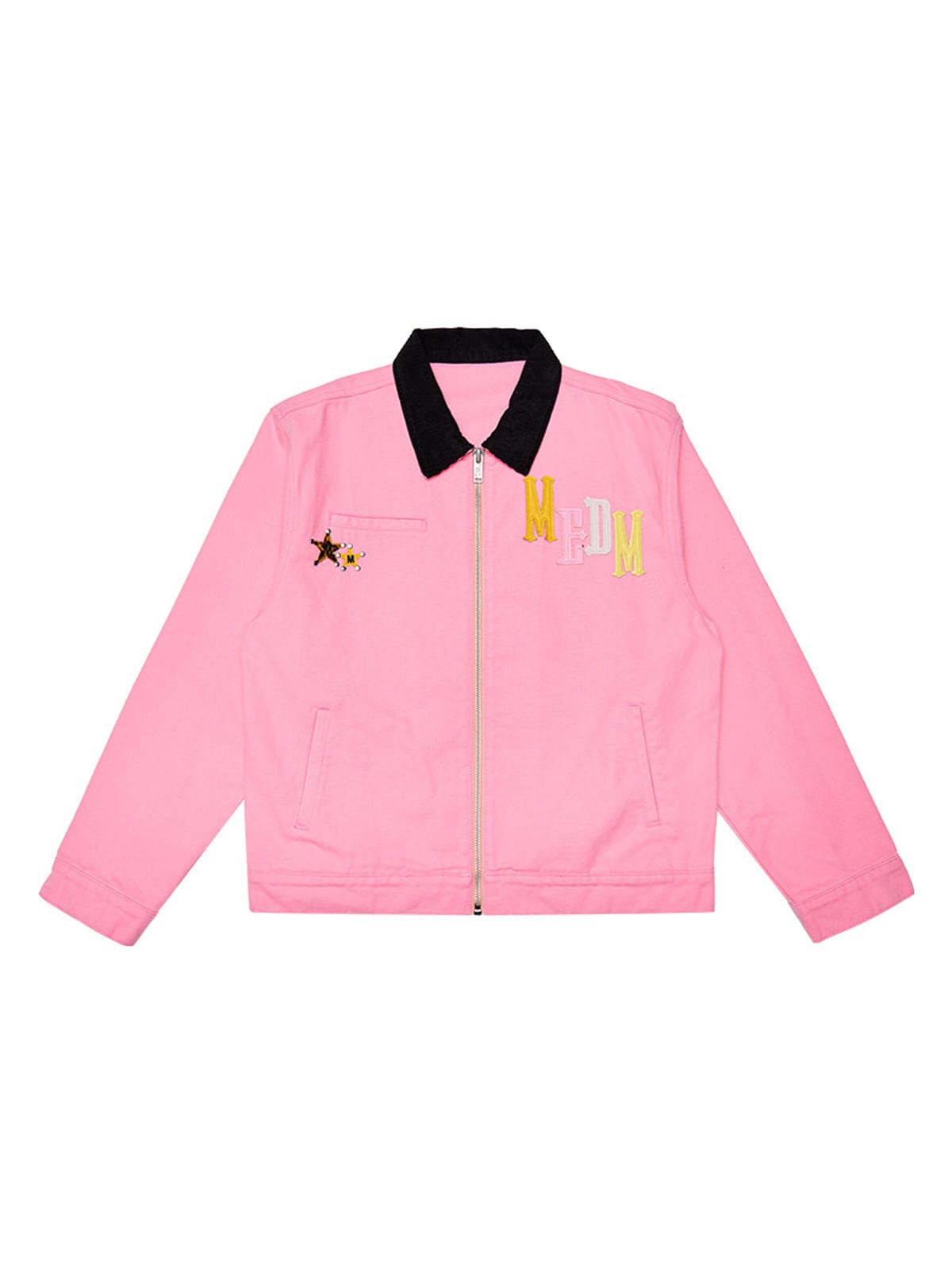 MEDM Leather Paneled Cotton Detroit Jacket in Pink