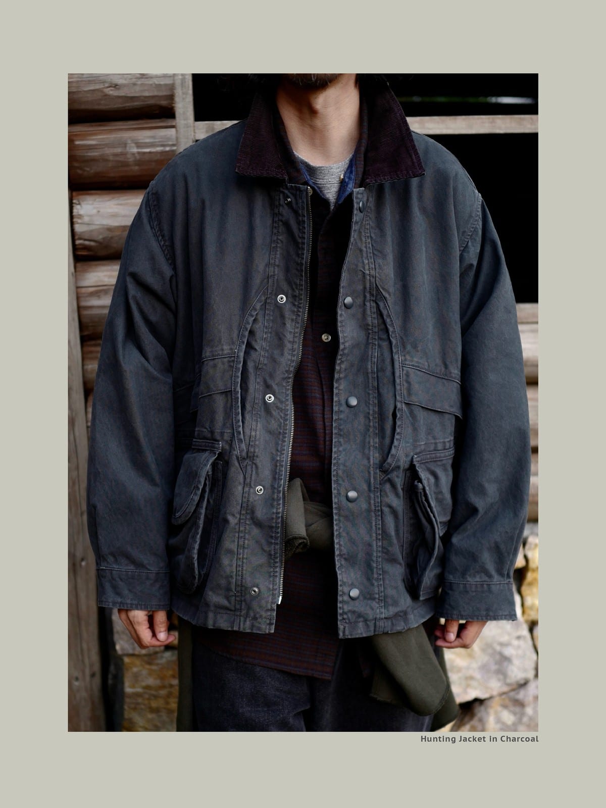 USAGE Heavyweight Cotton Canvas Barn Jacket in Gray - On Male Model