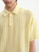 JCAESAR STUDIO Pointelle Ribbed Cotton Polo in Yellow - On Male Model