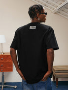 MEDM Pearl Embellished Letter Cotton T Shirt in Black - On Model