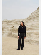 Retro 21 Pleated Straight Leg Trousers in Black - Lifestyle