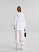 SMFK Skull Graphic Cotton Sweatshirt in White - On Female Model