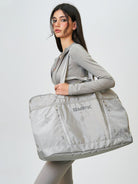 SMFK Large Polyamide Fitness Bag in Gray - On Female Model