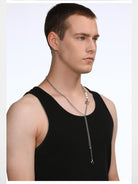BLACKHEAD Star Pendant Pearl Layered Necklace in Gray - On Male Model