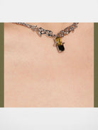 Blackhead Vinyl Wave Gradient Necklace in Silver - On Model