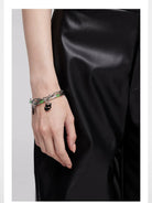 BLACKHEAD Double Layer Cat Charm Bracelet in Silver - On Female Model