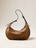 QIUZHEN Vegetable Tanned Leather Crescent Bag in Beige
