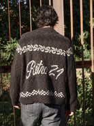 Retro 21 Western Jacquard Shawl Cardigan in White - On Male Model