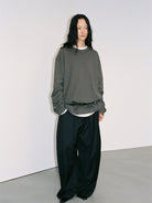 Random Piece Cotton Kapok Blend Crewneck Sweatshirt in Gray - On Female Model