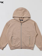 SMFK Oversized Cotton Wool Zip Up Hoodie in Beige