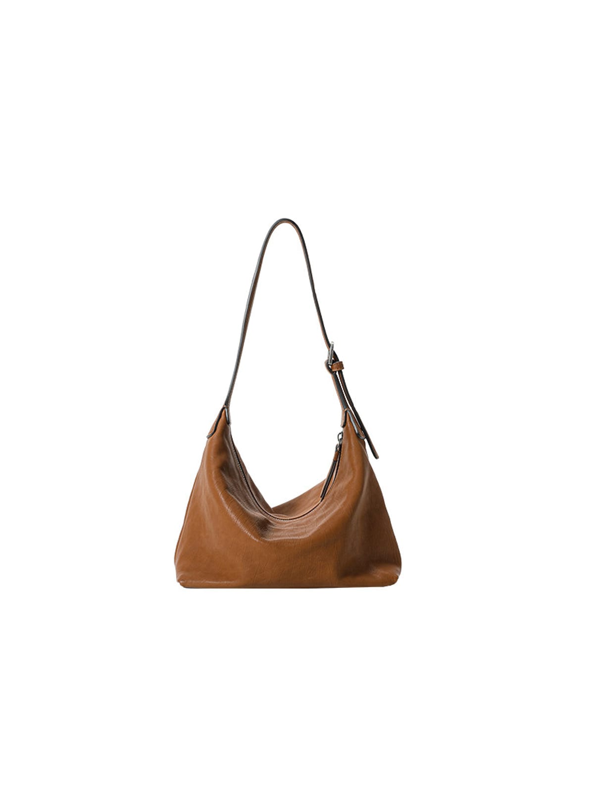 QIUZHEN Vegetable Tanned Calfskin Hobo Bag in Gray