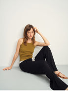 TEASEL Cooling Wide Leg Trousers in Black - On Female Model