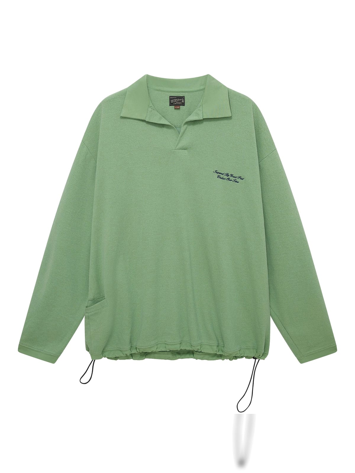 USAGE Oversized Textured Long Sleeve Polo in Mint