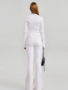 SMFK Stretch Cotton Blend Flared Jeans in White - On Model