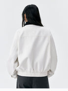 MEDM Embroidered Harrington Jacket in White - On Model