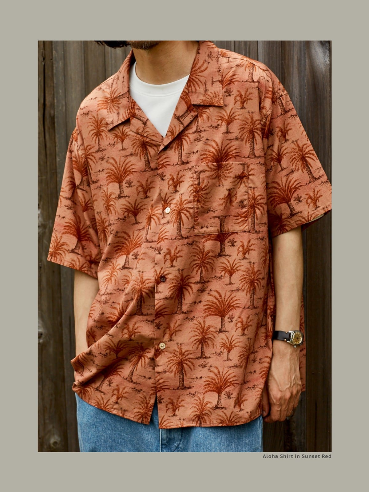USAGE Floral Japanese Cotton Aloha Shirt in Pink - On Male Model