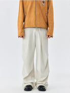 MEDM Wide Leg Parachute Cargo Pants in White - On Model