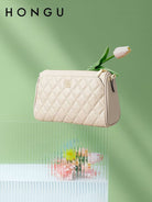 HONGU Quilted Leather Chain Crossbody Bag in Cream - Lifestyle