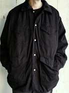 USAGE Washed Cotton Twill M65 Jacket in Black - On Male Model