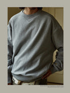 USAGE Reversible Cotton Crewneck Sweatshirt in Heather Gray - On Male Model