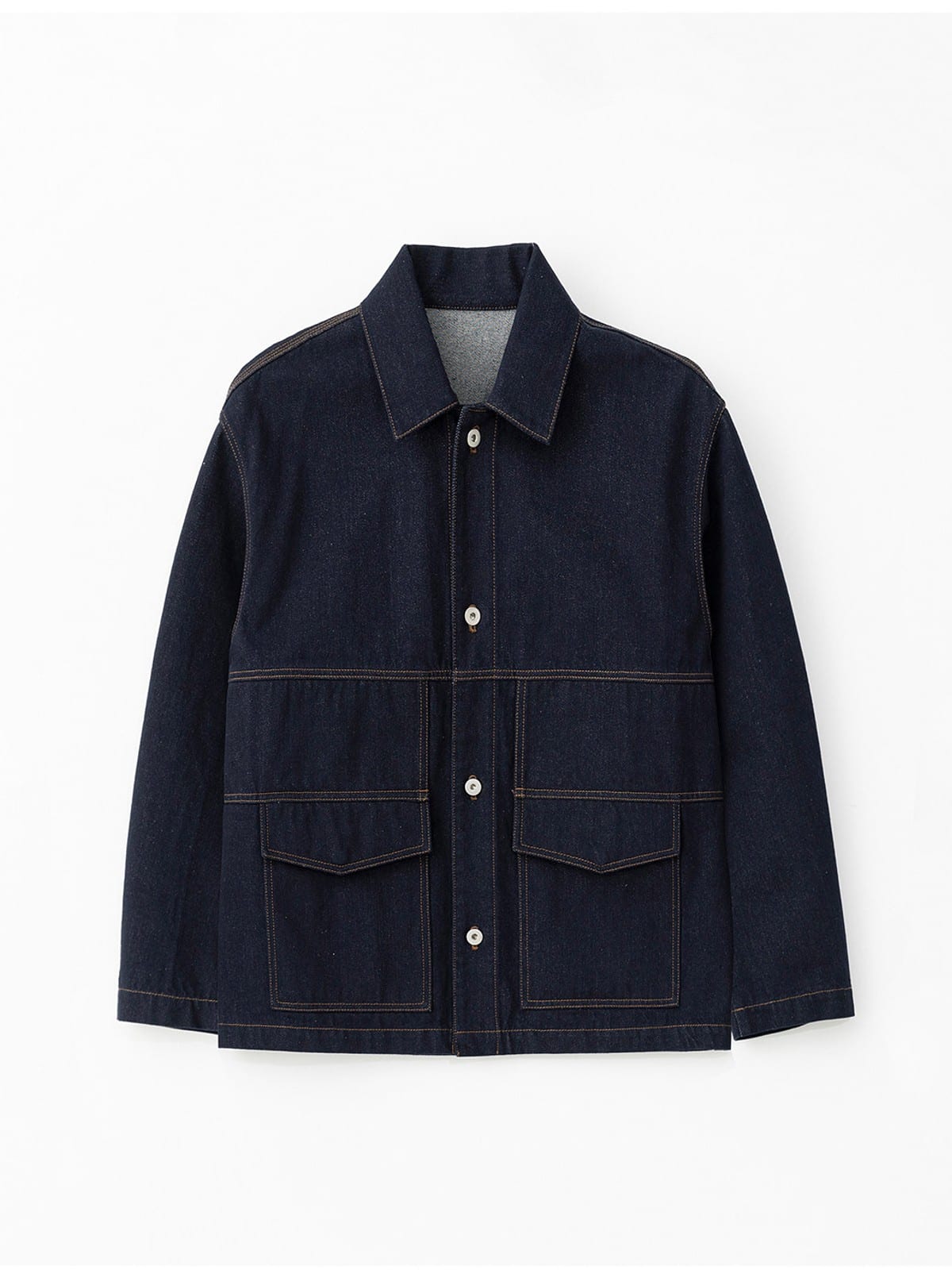 Random Piece Cotton Convertible Workwear Jacket in Navy Blue