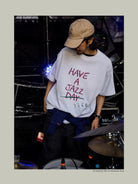 USAGE JZ Festival Graphic Cotton T Shirt in Heather Gray - On Male Model