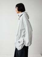 Random Piece Cotton Blend Drawstring Cargo Jacket in Gray - On Female Model
