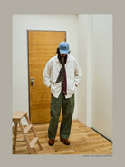 USAGE Cotton Workwear Shirt Jacket in White - On Male Model